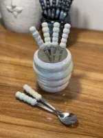 قاشق چای و مرباخوری دسته مرواریدی