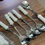 قاشق چای و مرباخوری دسته مرواریدی - تصویر 2
